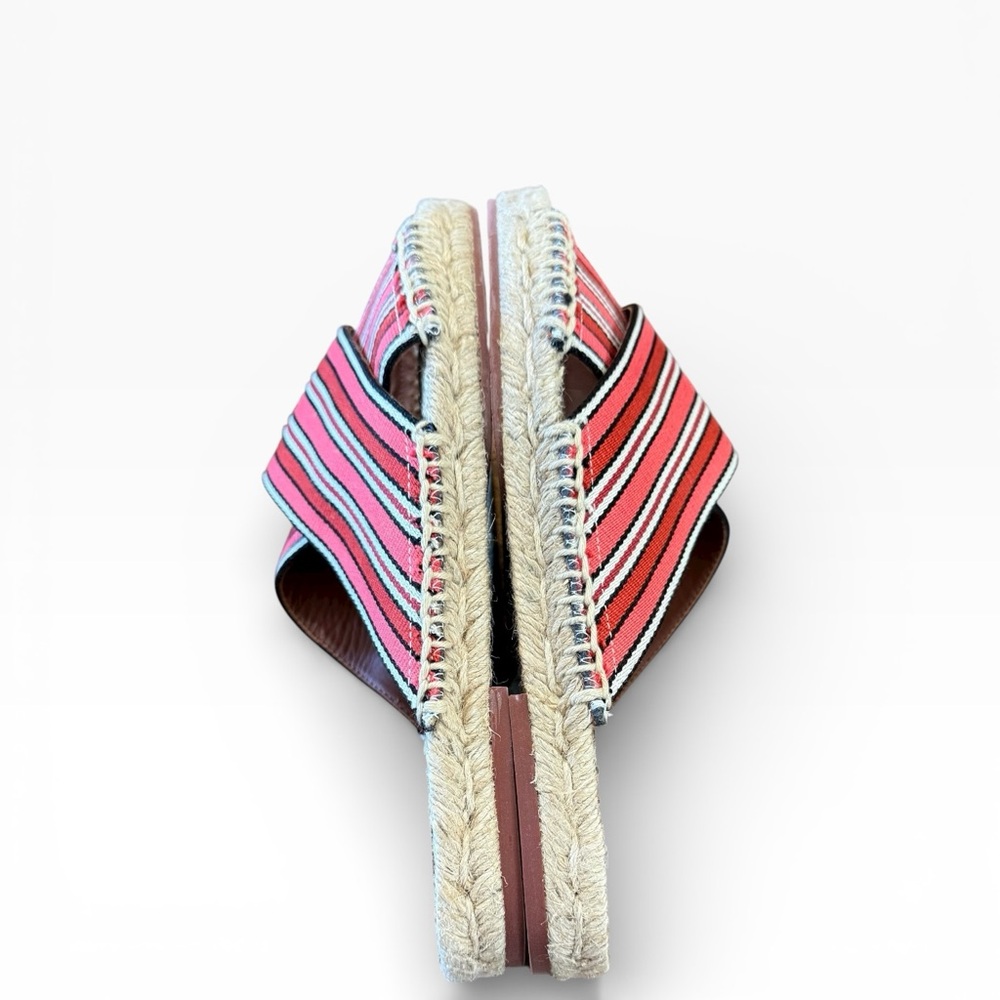 Loro Piana Crossover Red Suitcase Striped Canvas Espadrilles Sandals EU 37 US 7 - Picture 9 of 13